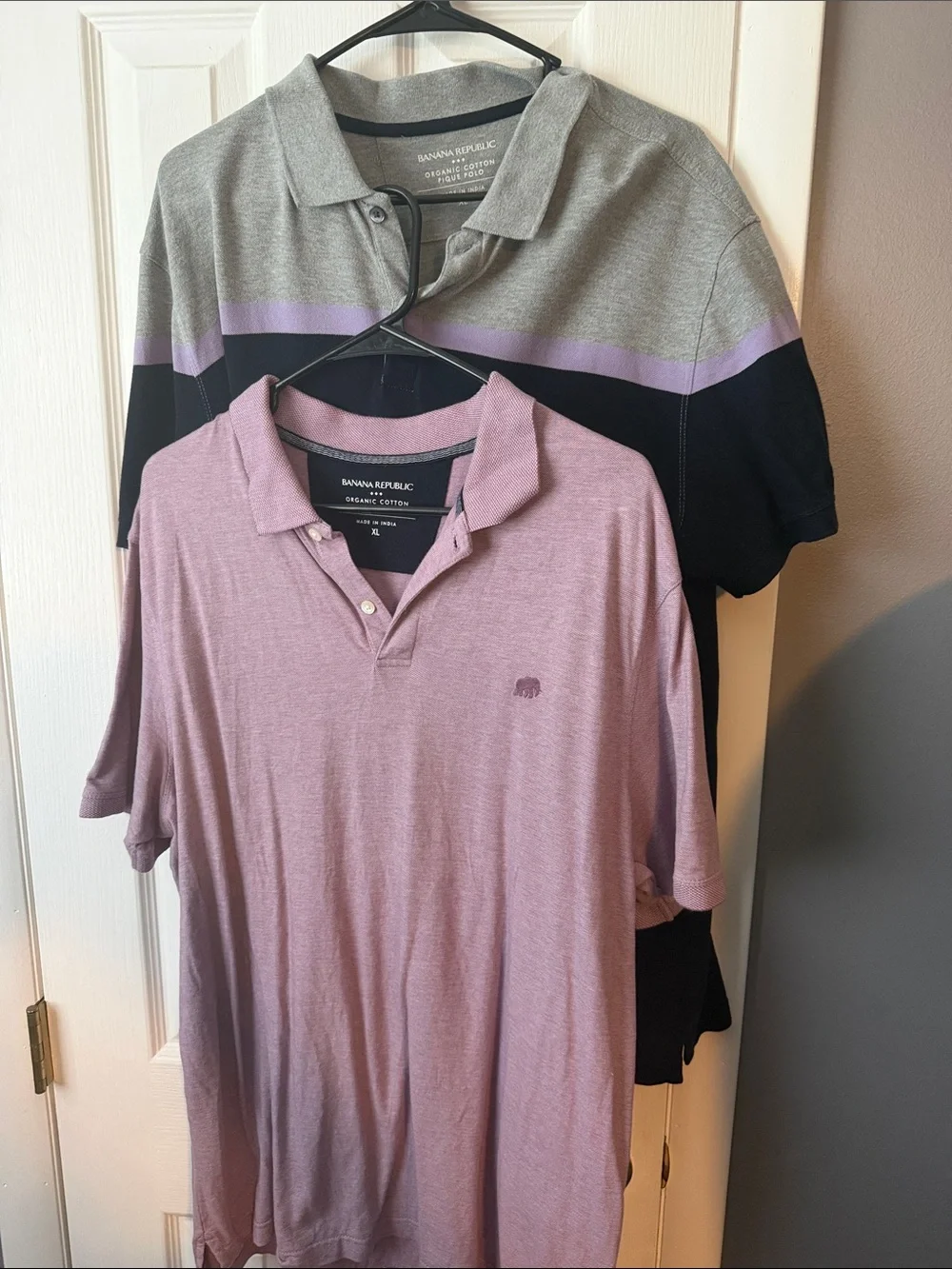 Banana Republic Men’s Lavender and Gray/Black Stripe Polo Set